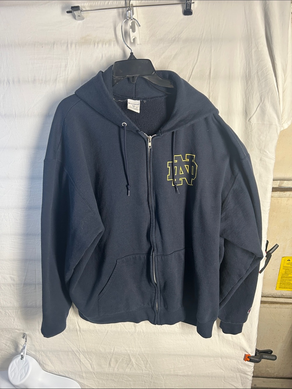 Champion Navy Full-Zip Hoodie with Yellow Logo